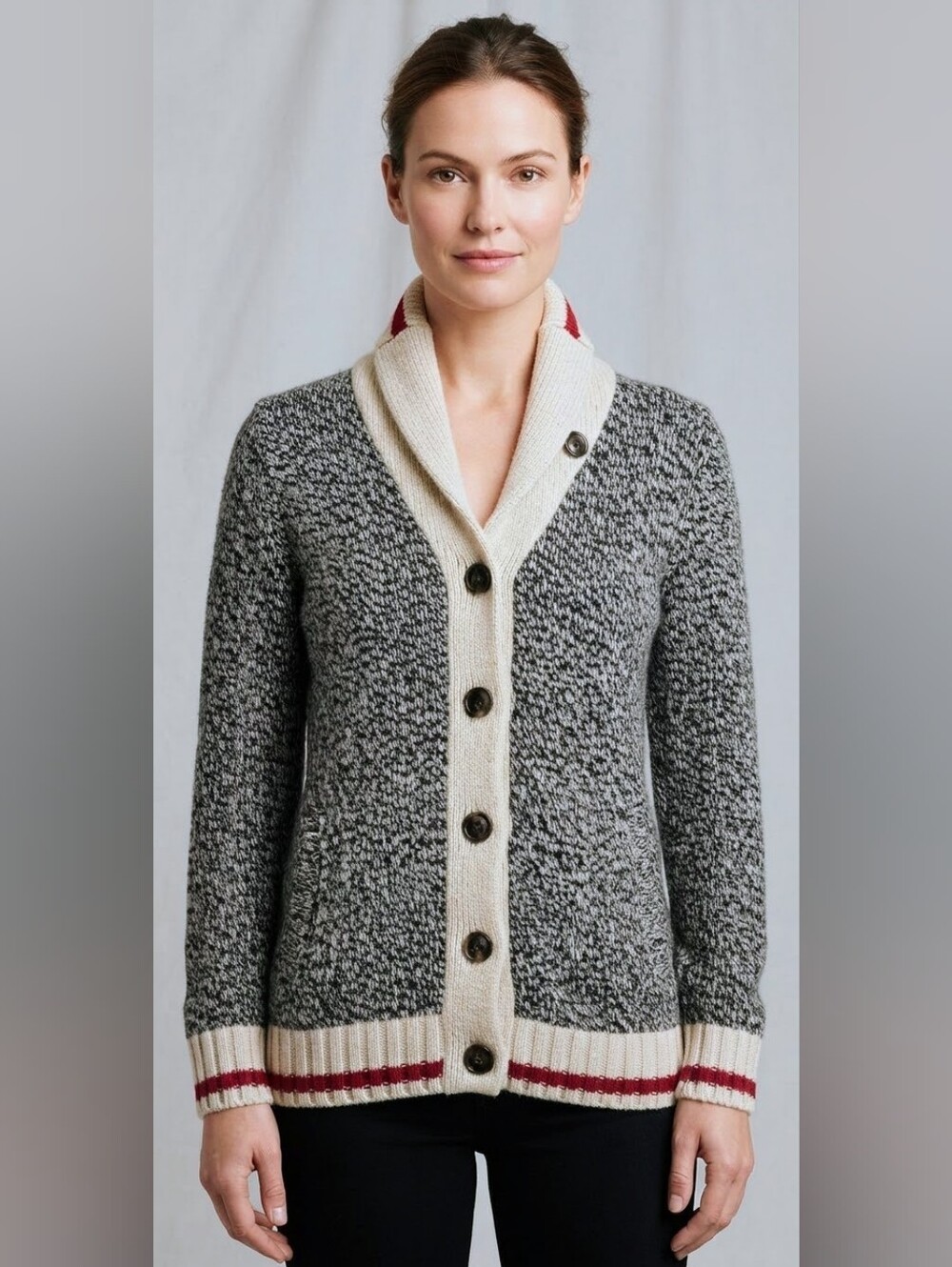 Roots Cabin Shawl Collar Cardigan Sweater XS Gray